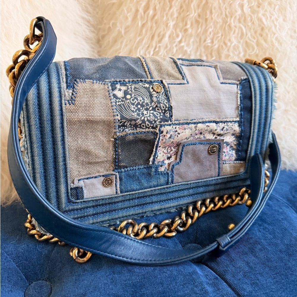 Chanel Boy Chain Shoulder Bag Blue - Picture 7 of 7